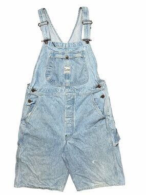 Vintage 90s Lee Denim Short Overalls Retro Boho Casual Size L